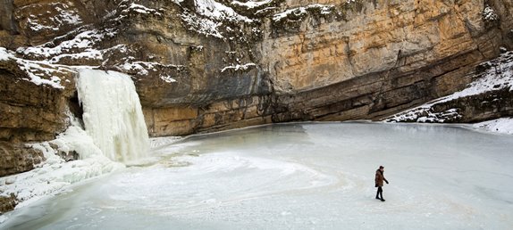 Kosovo Mirusha Waterfalls in winter time